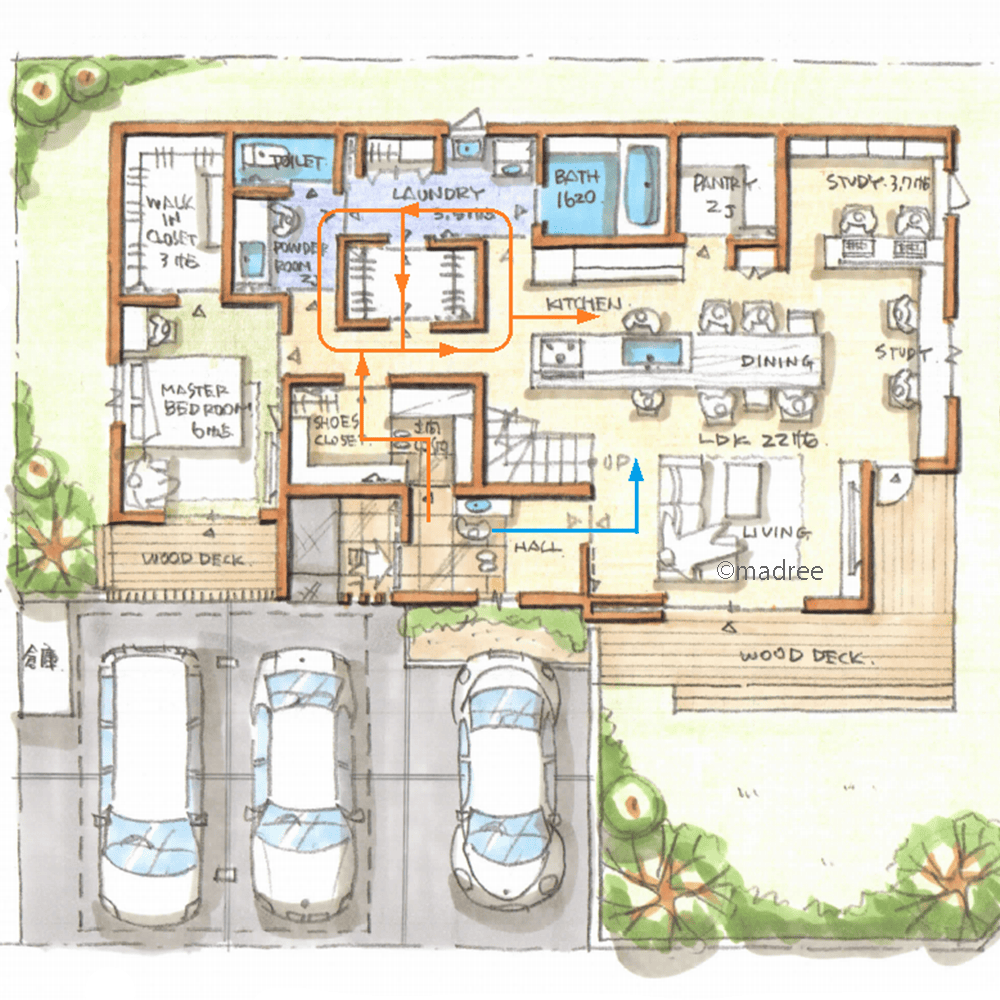 縦横無人に広がるLDK空間に人集まる、老後を見据えたほぼ平屋のような家
