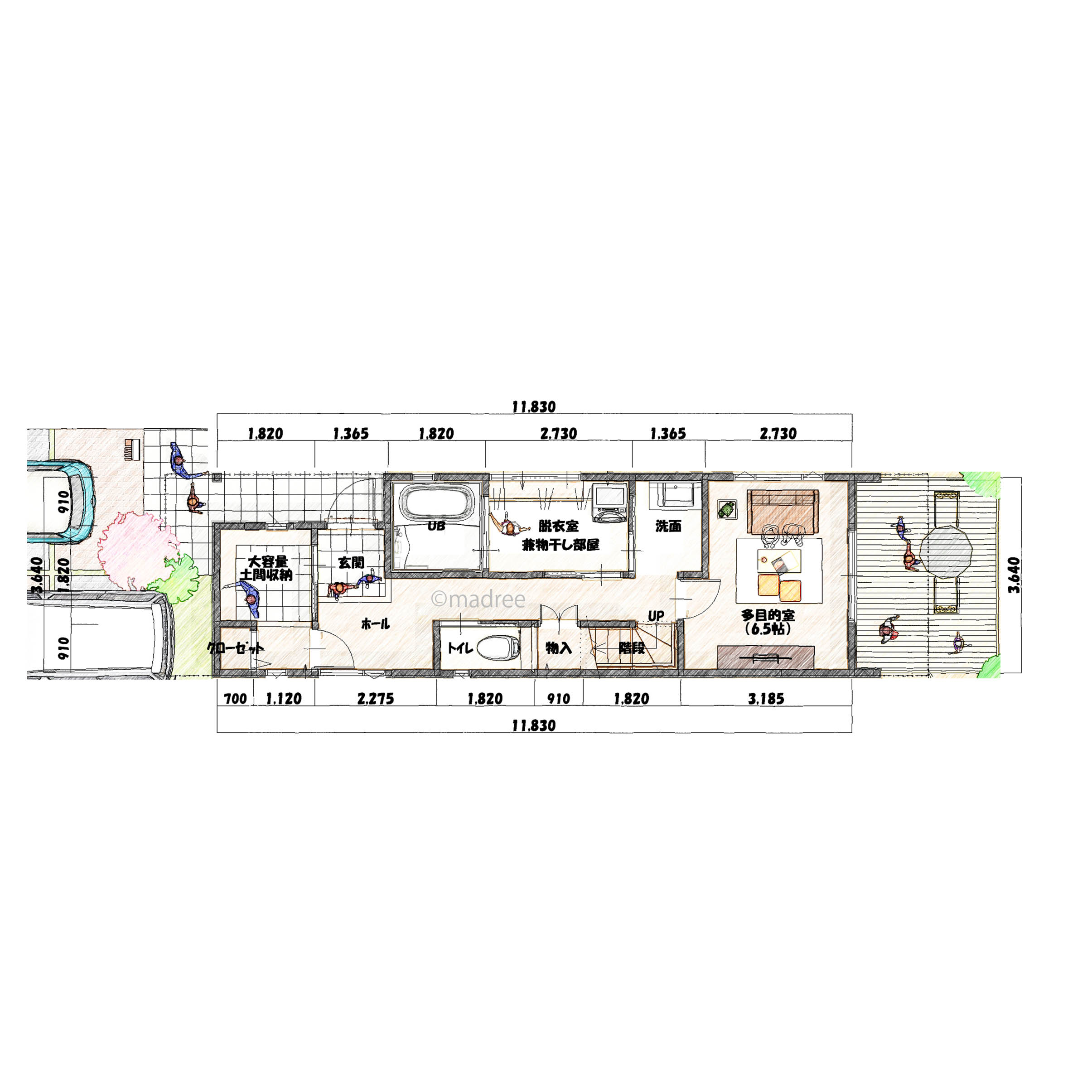 ゆるやかに内外空間つながる、アウトドアもインドアも家族で休日楽しむ家
