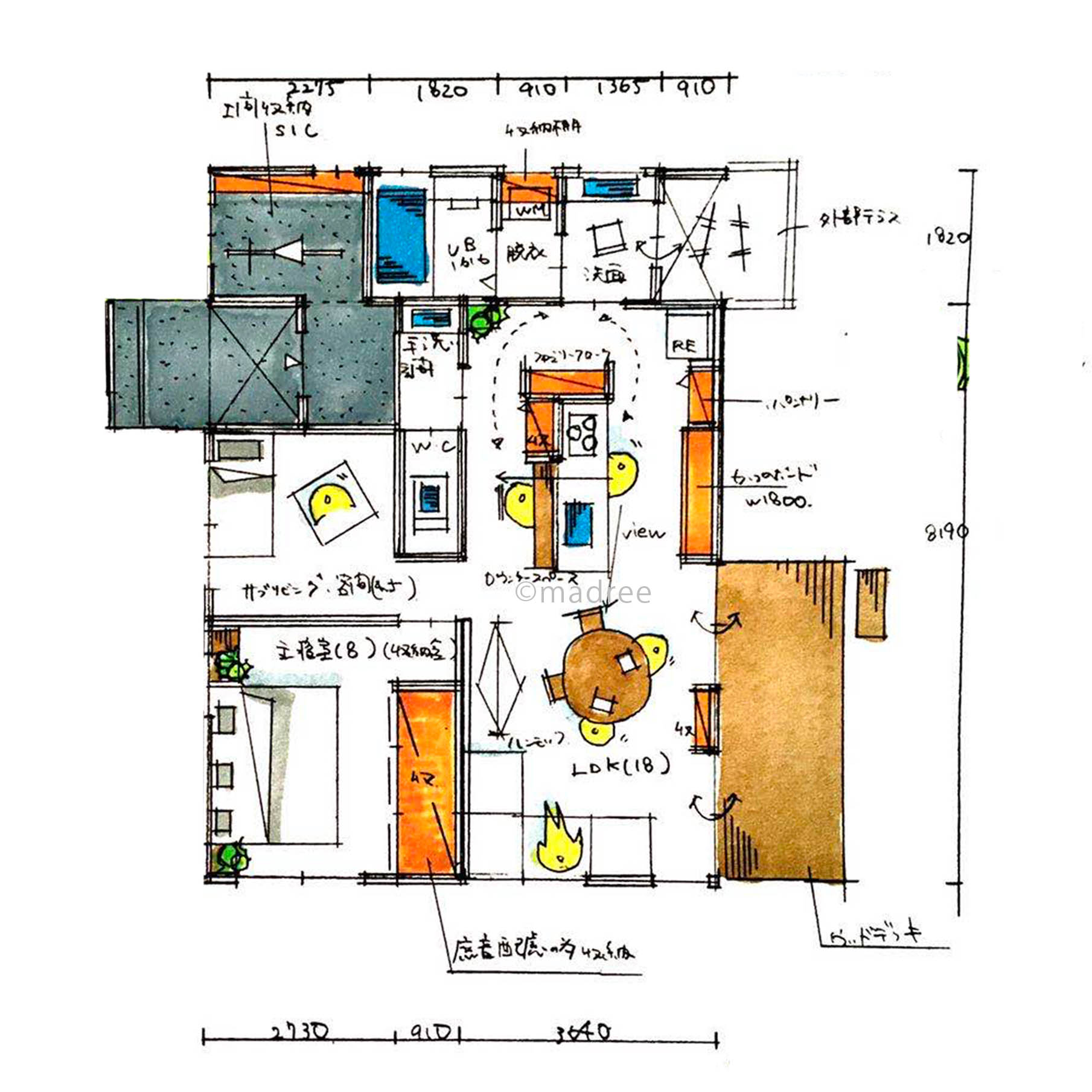 無駄なくコンパクトに機能性を詰め込んだ光や風が気持ち良いリビングがある家