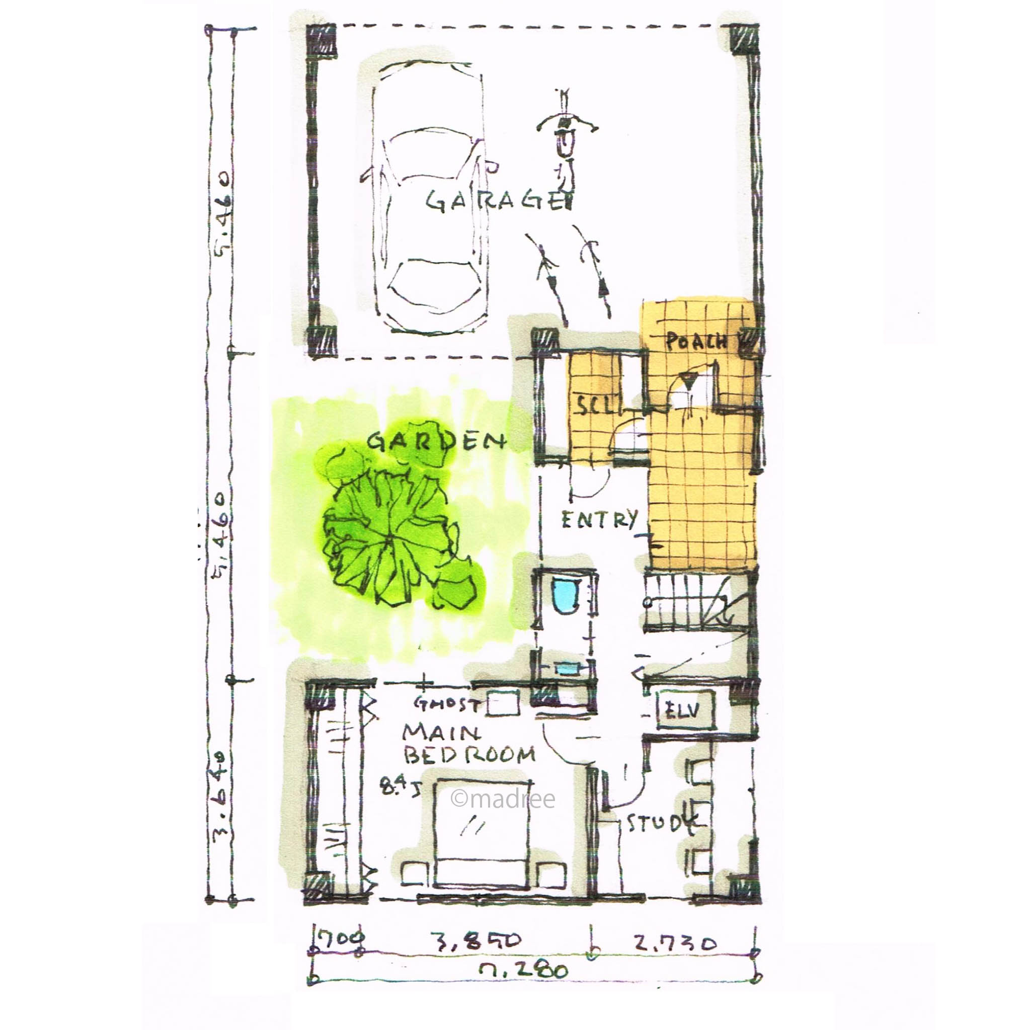 シンボルツリーを抱くコートハウス、自然の癒しが降り注ぐプライバシー高く開放的な家
