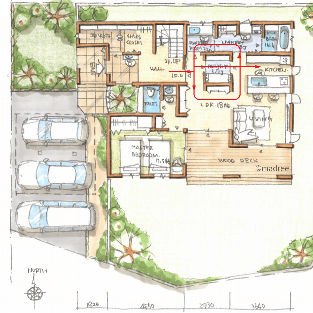 「おかえり」と言える嬉しい距離感、玄関のみ共有で住み分けの二世帯住宅