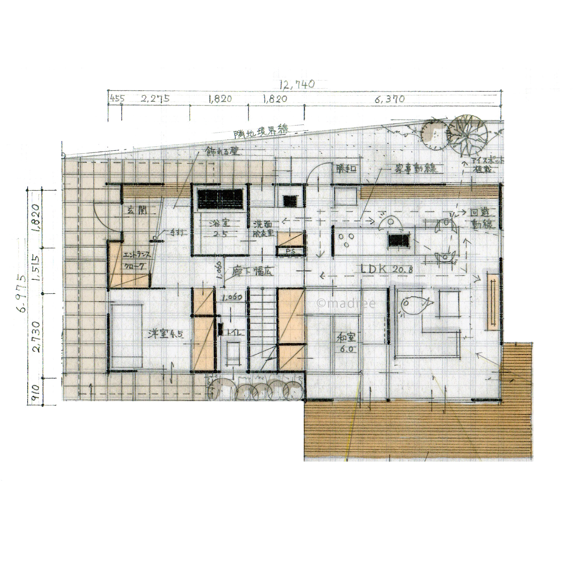 視線の抜けるリビングに家族が集う、各世帯ストレスフリーに暮らす二世帯住宅