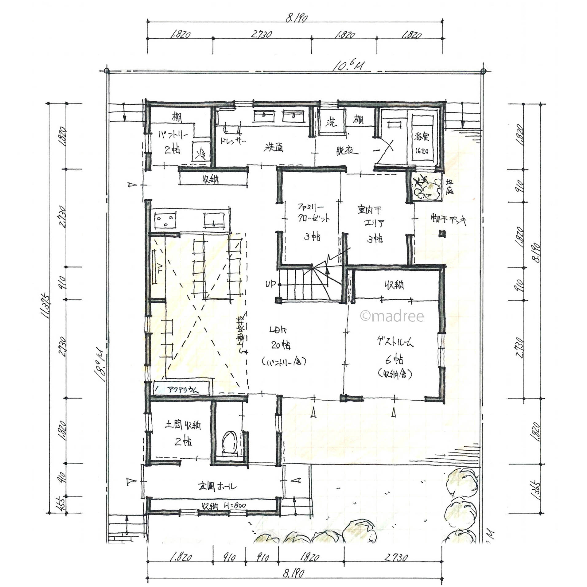 回遊性抜群の水回り家事動線と2つのインナーバルコニーでゆったり寛げる家