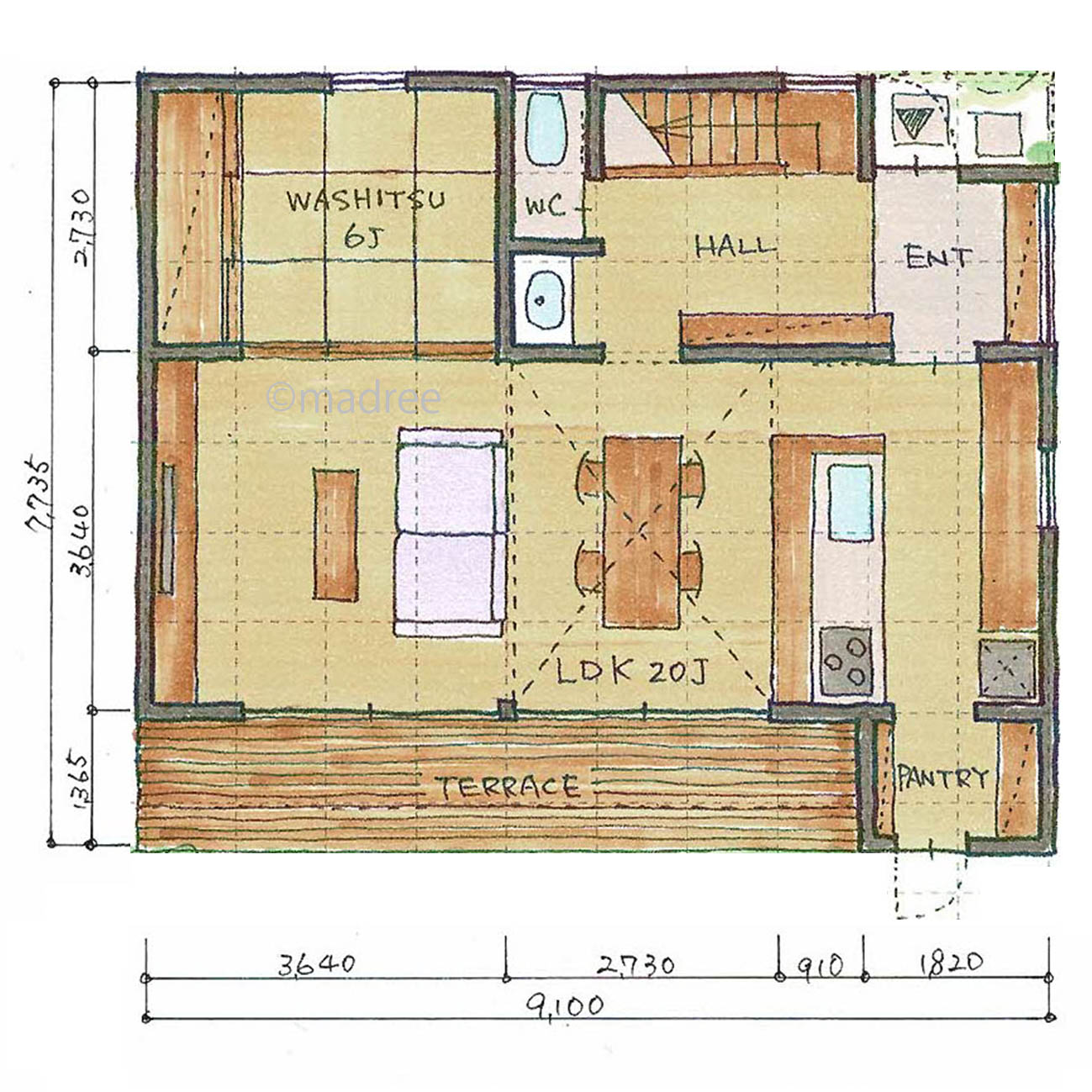 シンプルでコンパクトながらどこにいても明るく開放的な家