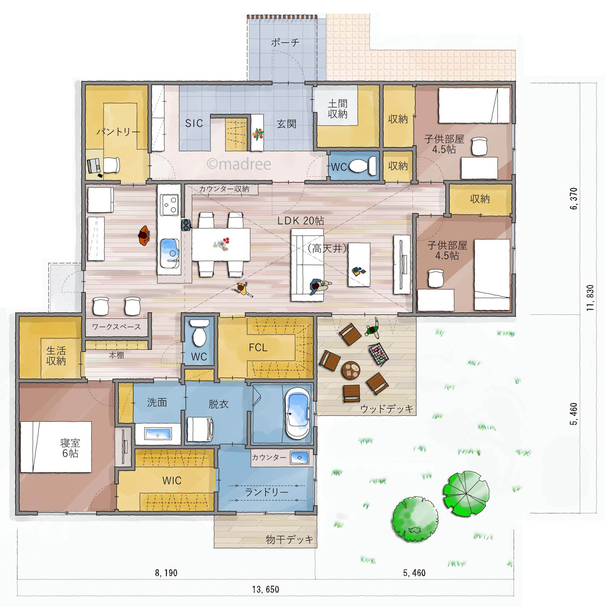ウォークスルーで洗濯動線は効率良く！ランドリールームのある平屋