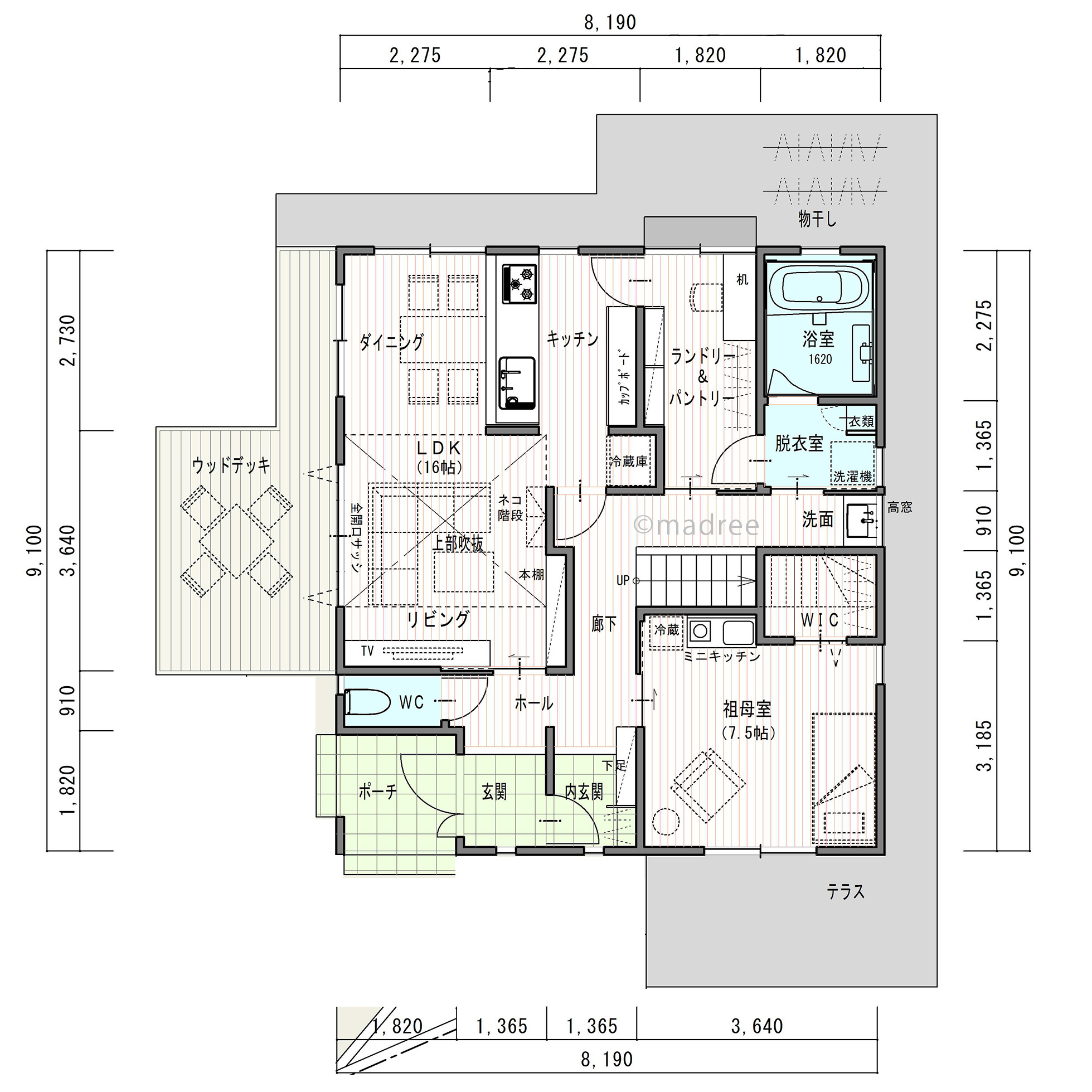 ウォークスルー動線で家事ラク叶う、各世代に配慮した二世帯住宅