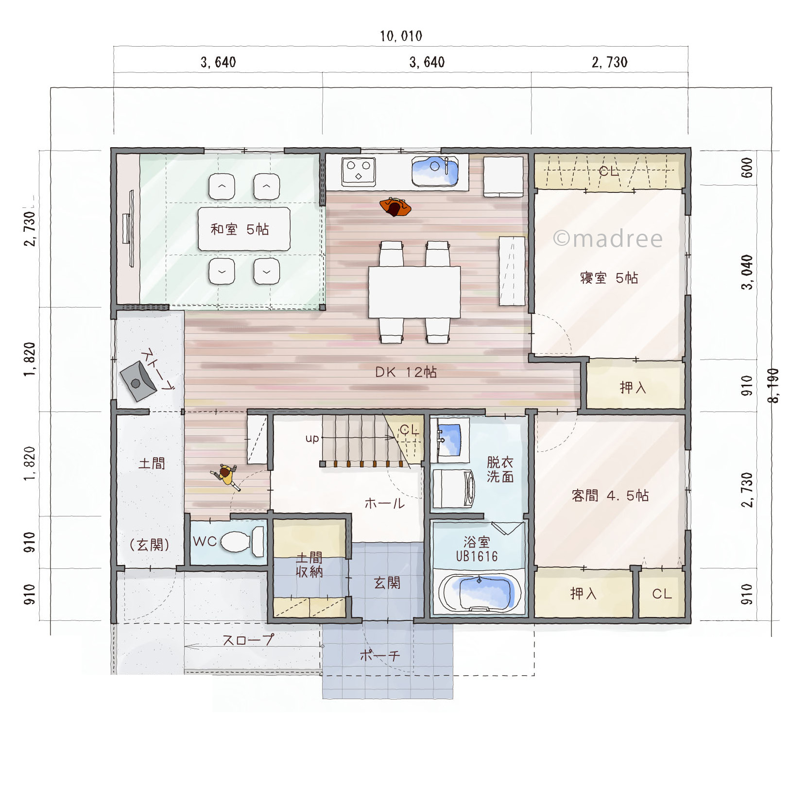 中心のウォークスルー収納で片付け上手に、生活音に配慮した住み良い2世帯住宅