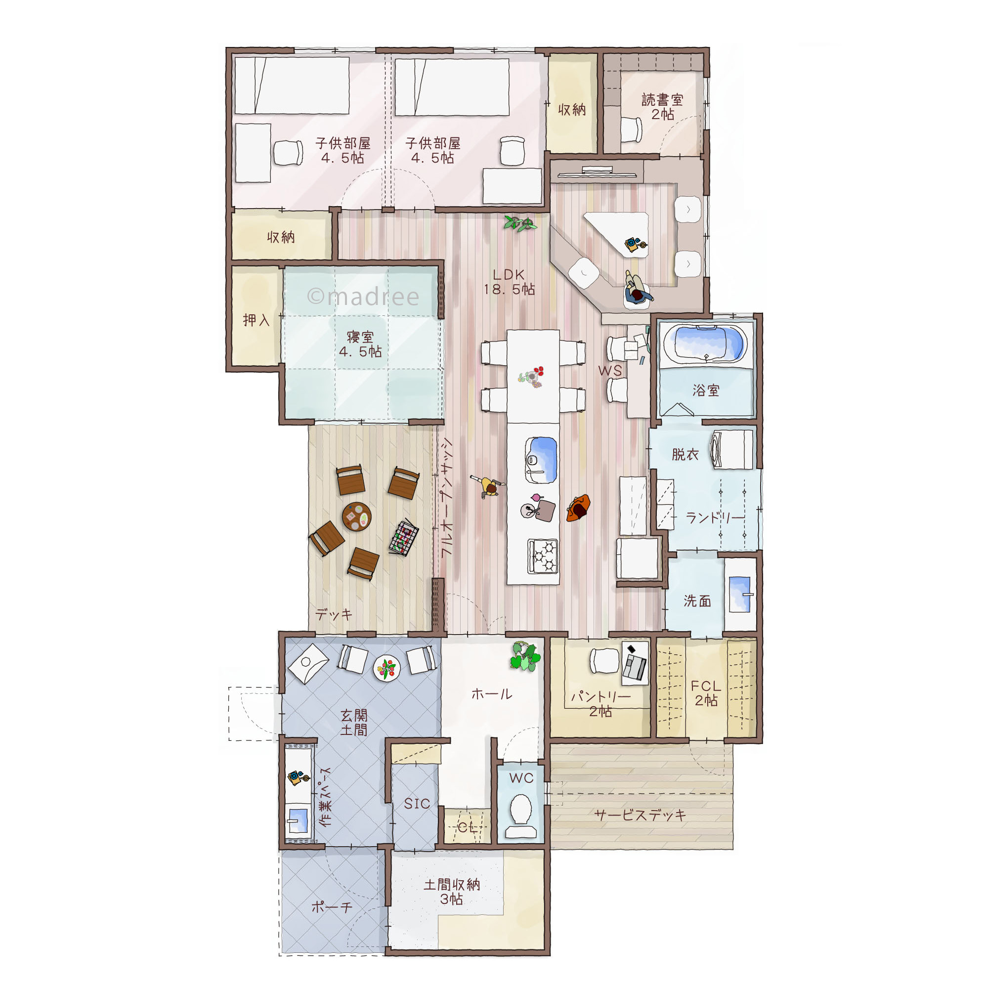 効率的な家事と癒やしの趣味を両立、内外繋がり四季を感じる平屋