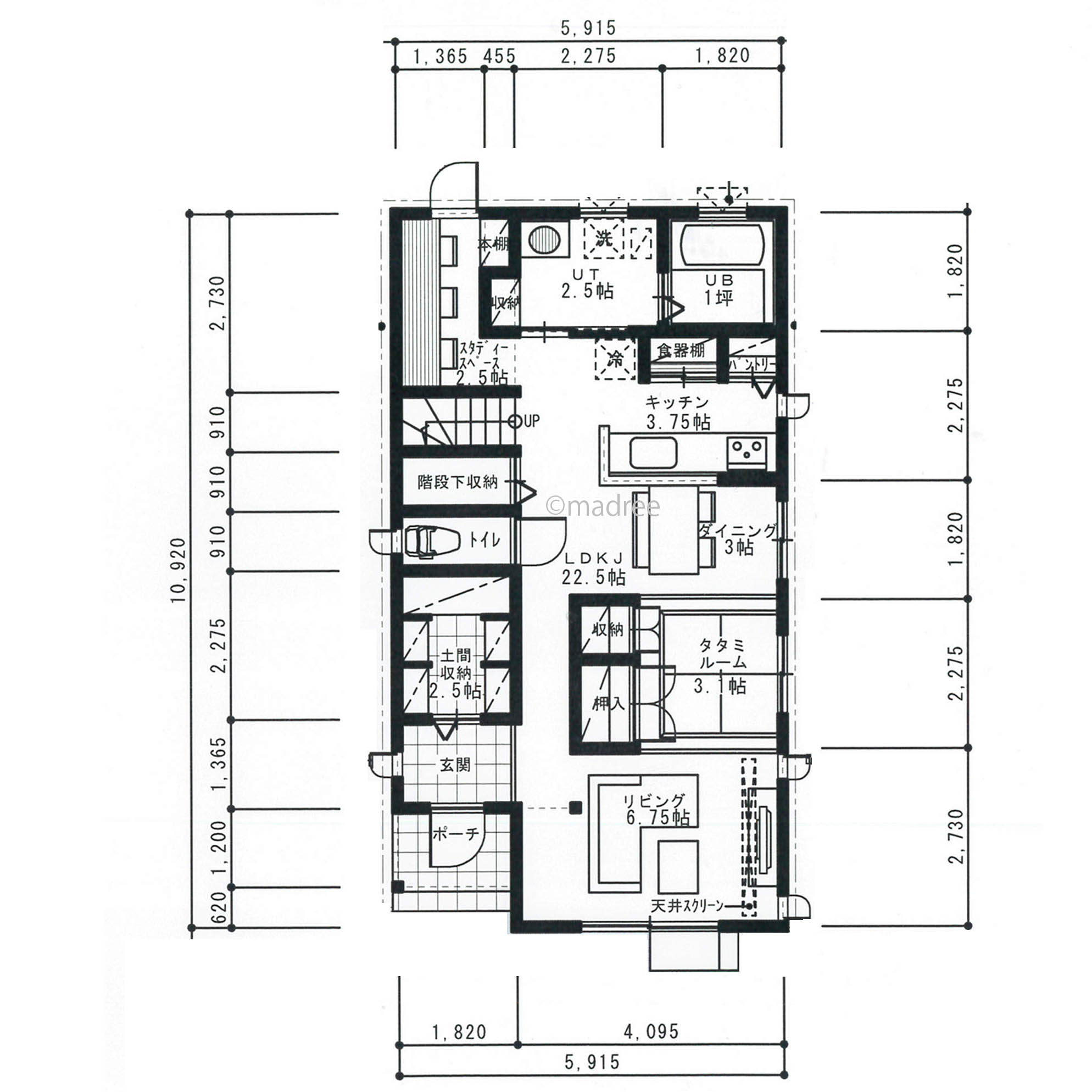 お家プールを楽しみたい、畳で緩やかに区切ったLDKの家