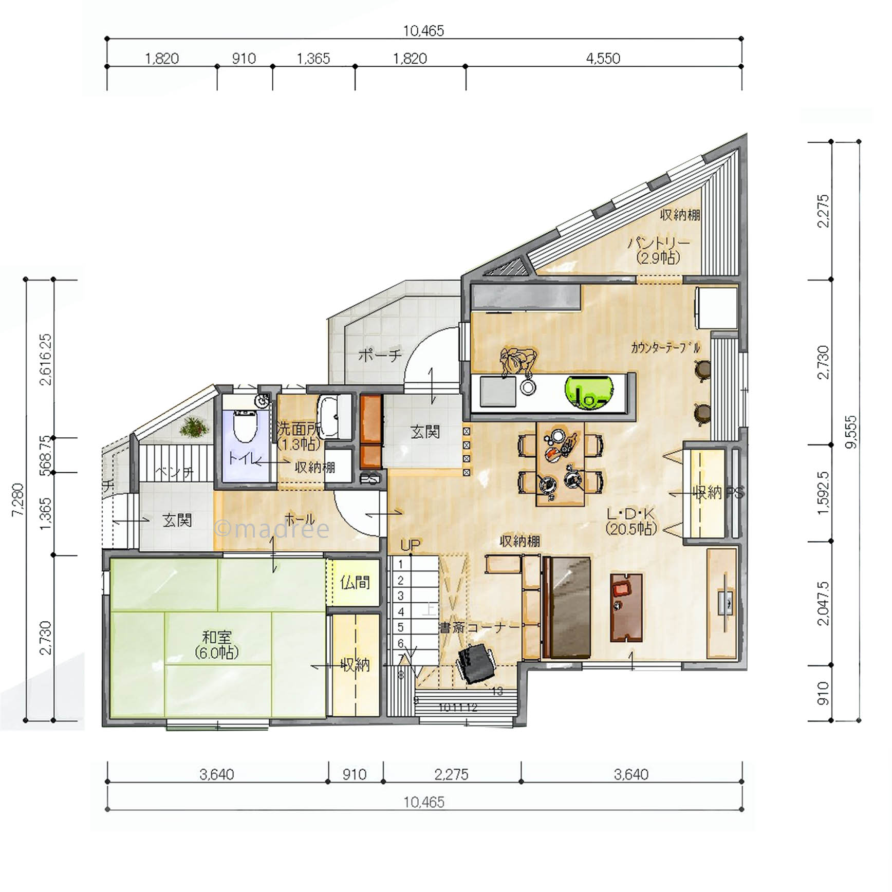 三角地を活かす効率良い配置で家族みんなの暮らしにフィットする家