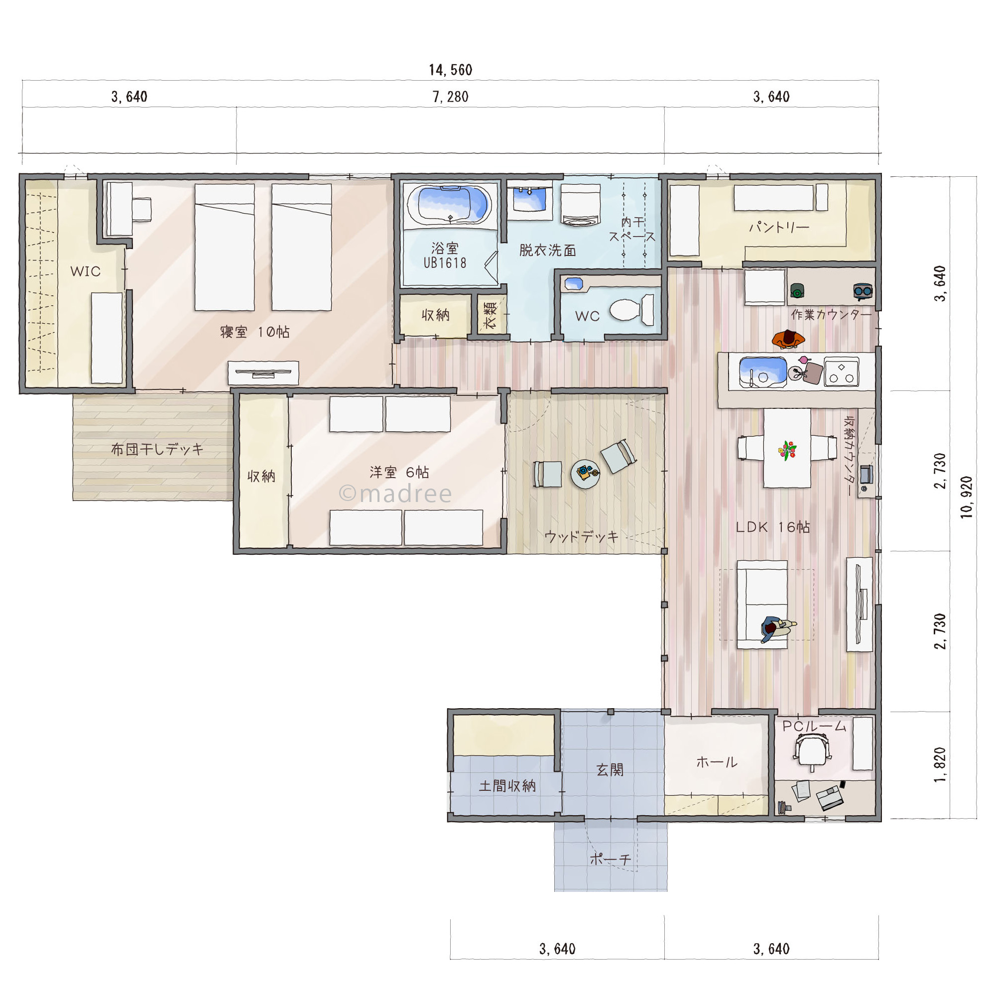 緑豊かな中庭でホッと一息、プライバシーに配慮したコートハウス風の平屋
