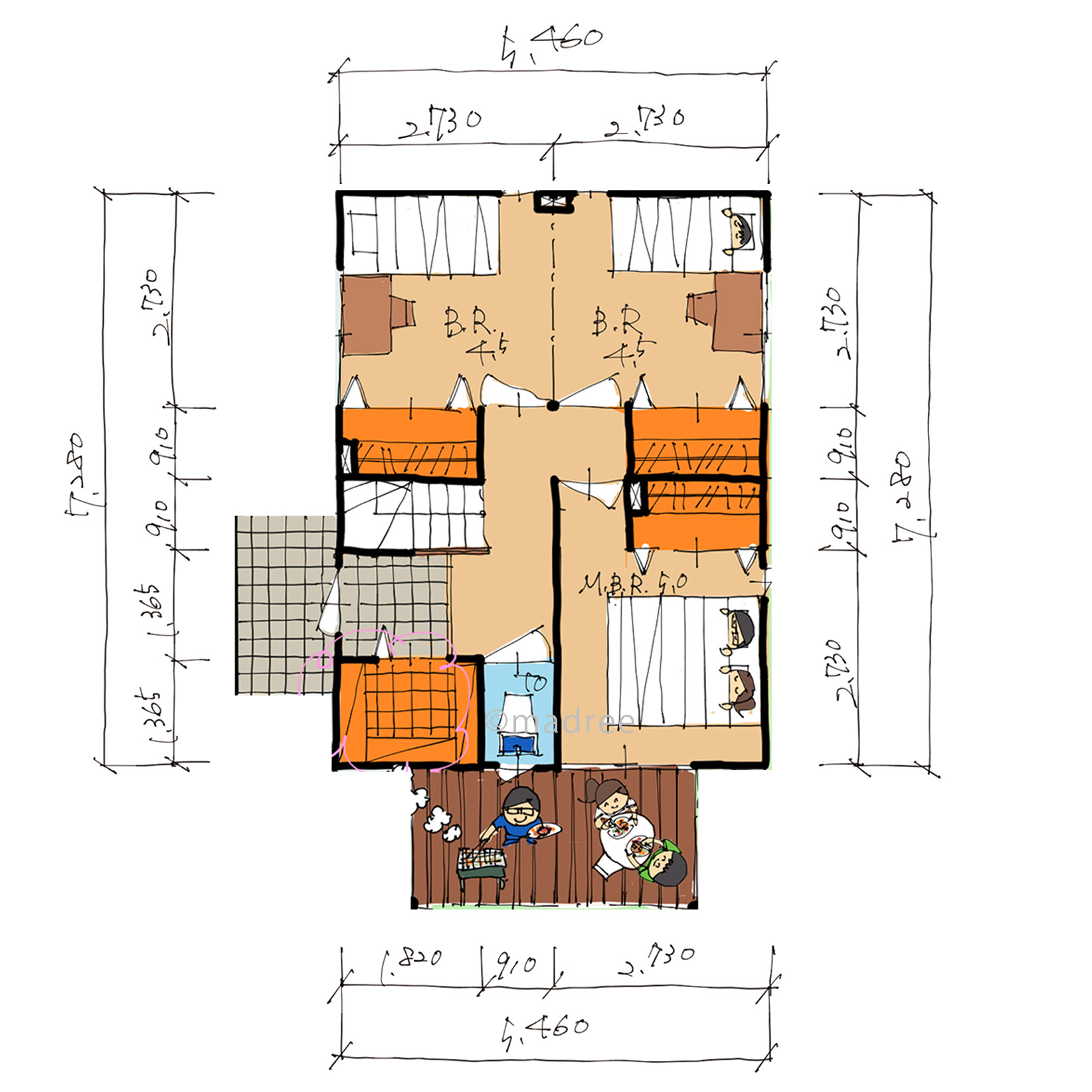 キッチン中心のぐるっと家事動線で、コンパクトにまとめた2階リビングの家