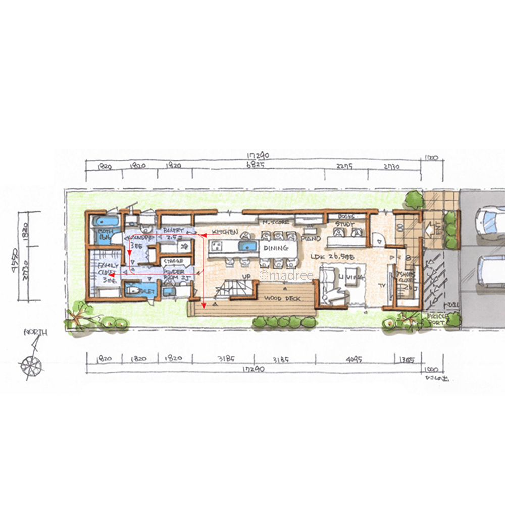 快適な回遊動線で家事の時間短縮、プライベートも家族時間も大切にできる家