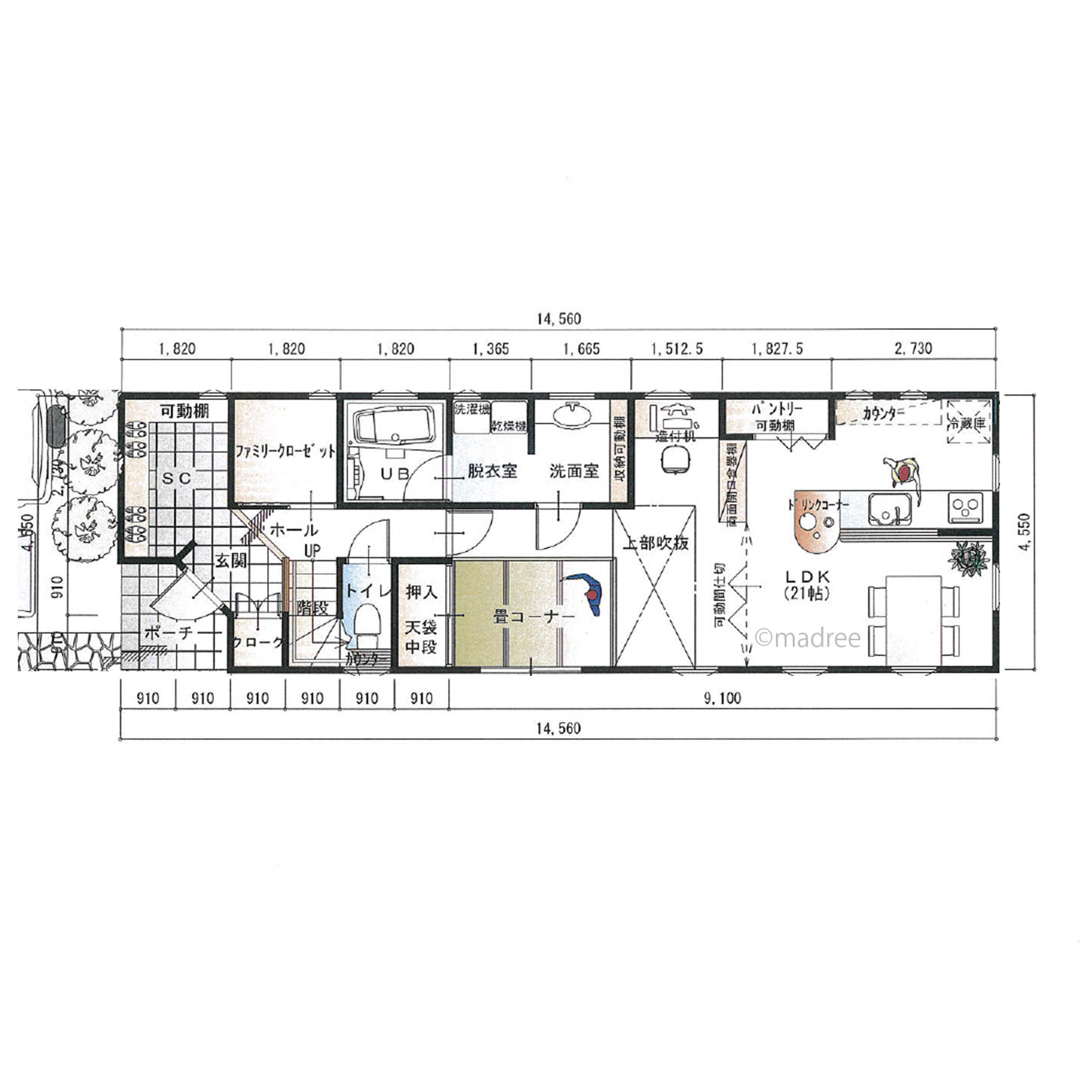 コンパクト動線で生活が楽になる、総二階を無駄なく活かした縦長地に建つ家