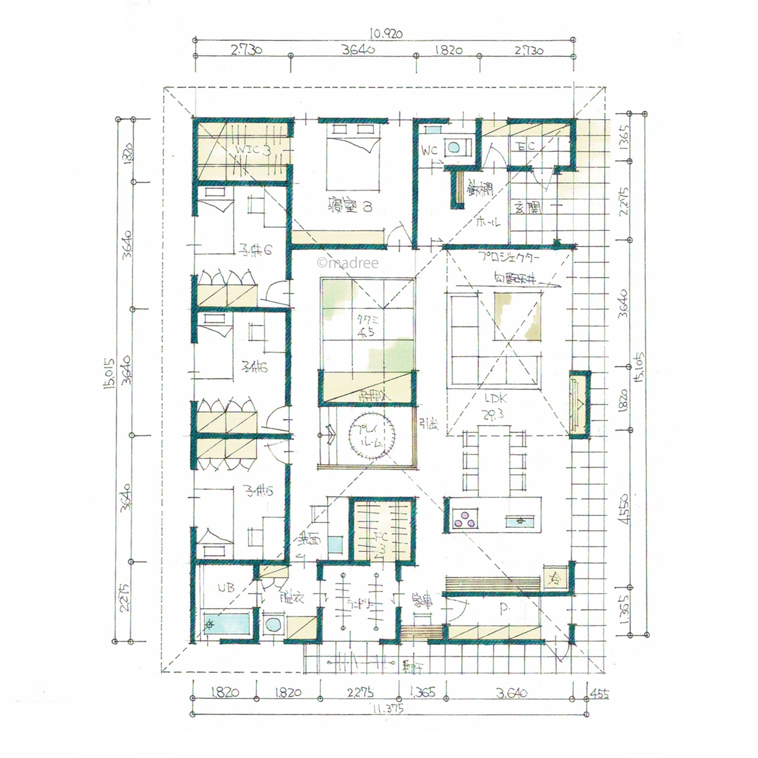 光を取り込む明るく開放的なLDKと水回り直線動線で家事ラクの平屋