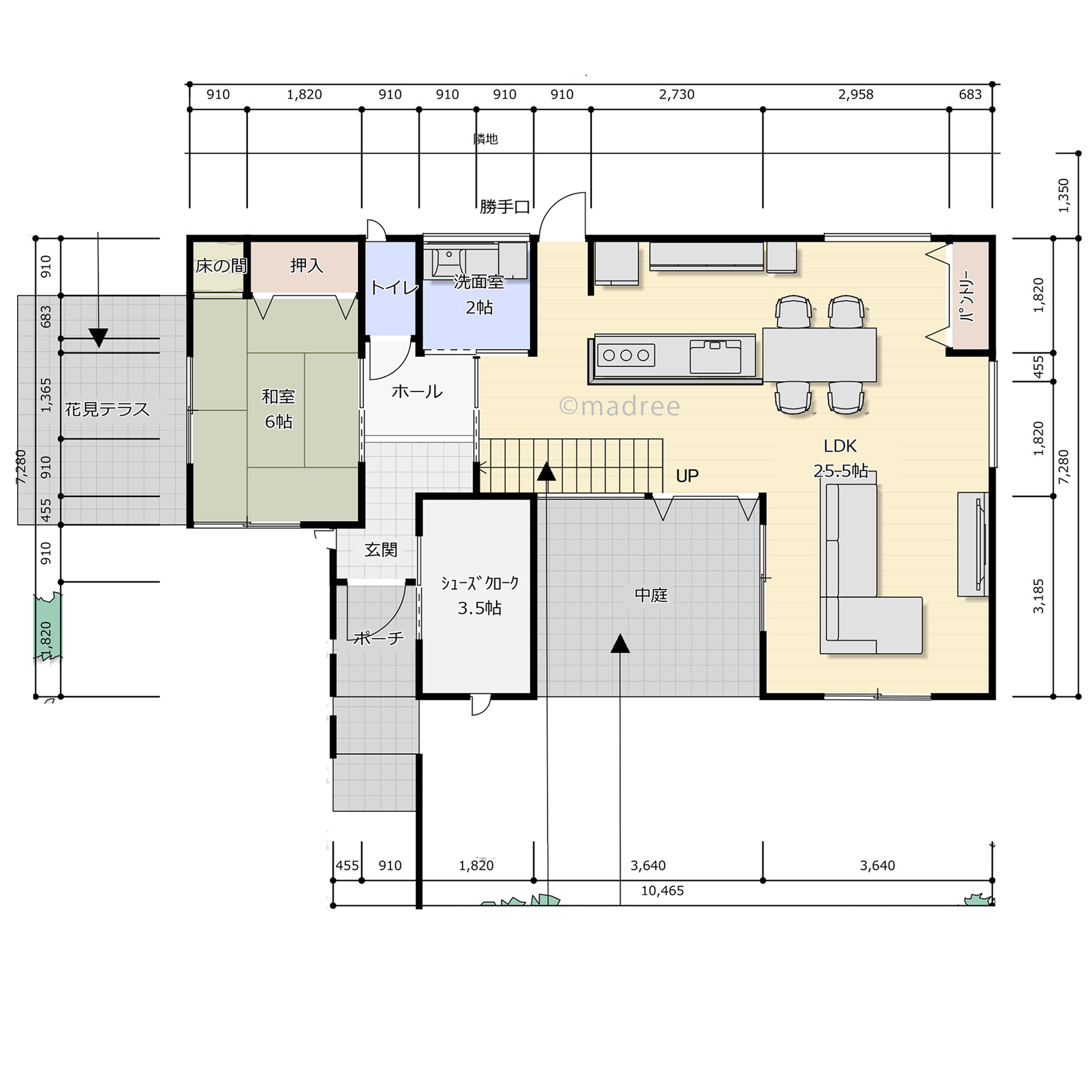 花見テラス付きの和室で特別な時間を、春の訪れを待ち望む四季楽しむ家