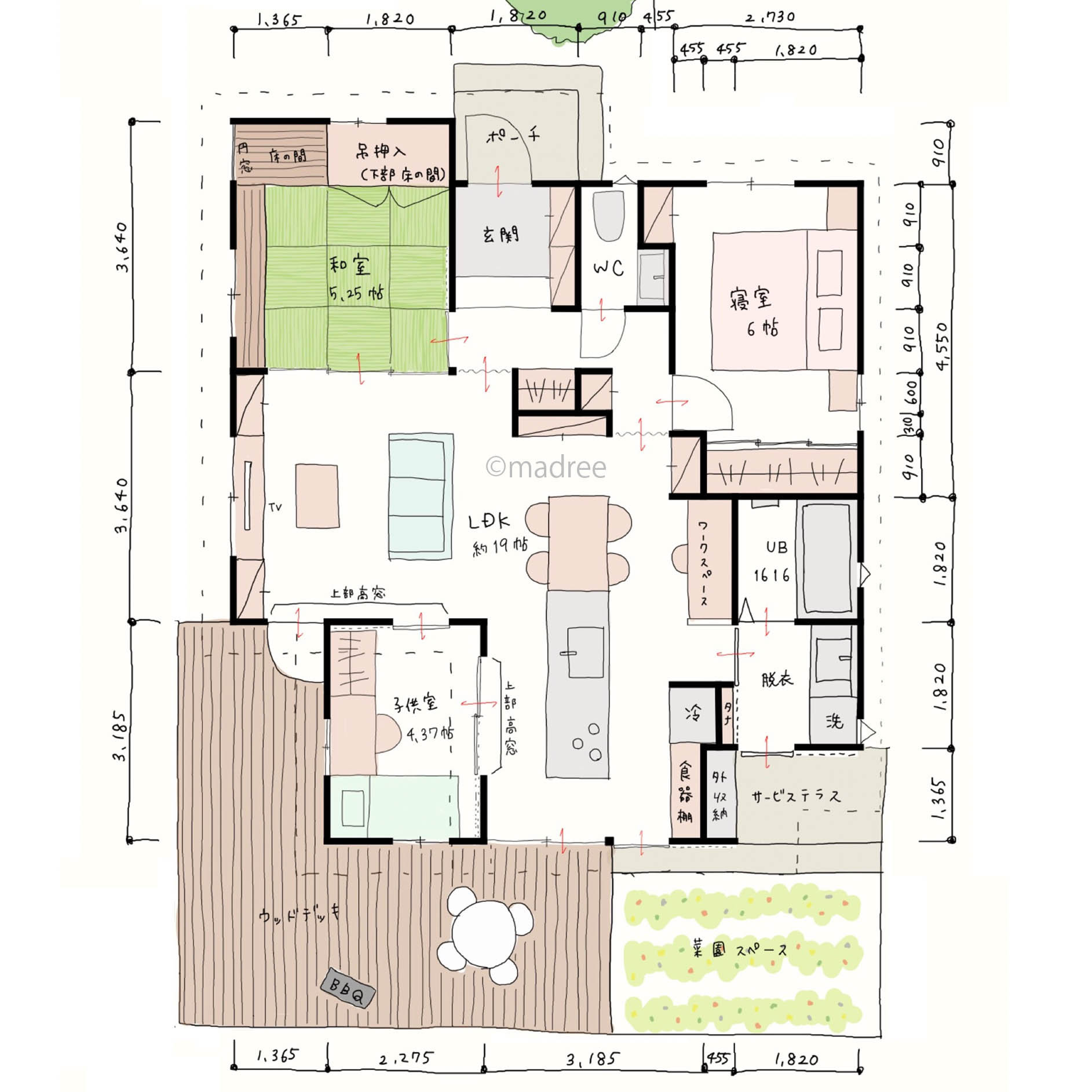 気軽に自然を感じながら過ごす、回遊動線でLDKと屋外空間の繋がる平屋