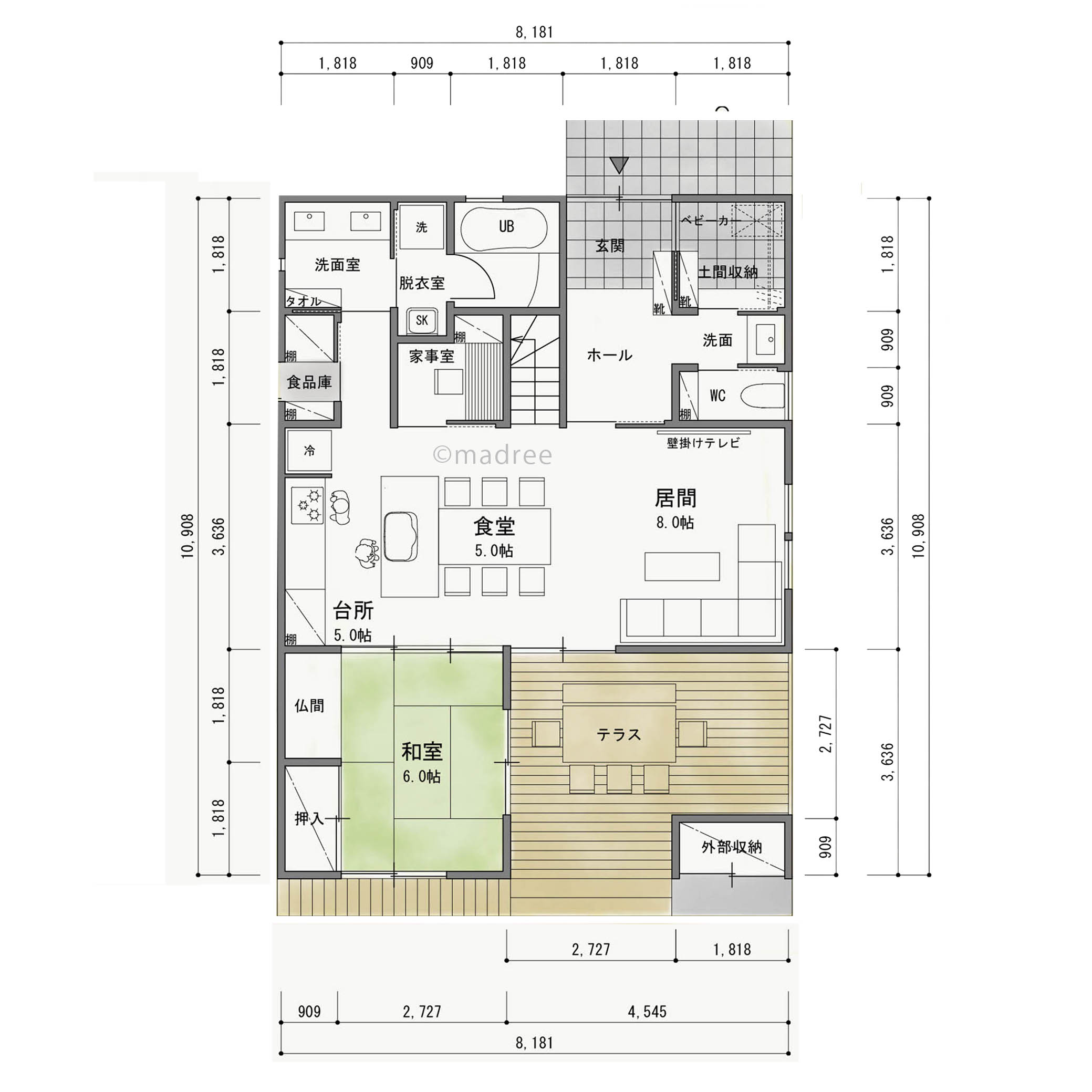 暮らしやすさをコンパクトに詰め込んだL字型配置で一体感と独立性が共存した家