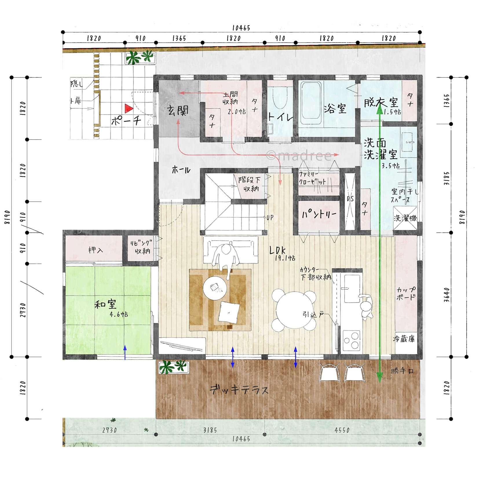 適材適所の収納とスムーズな洗濯が叶う家事ラク動線で暮らしが整う間取り