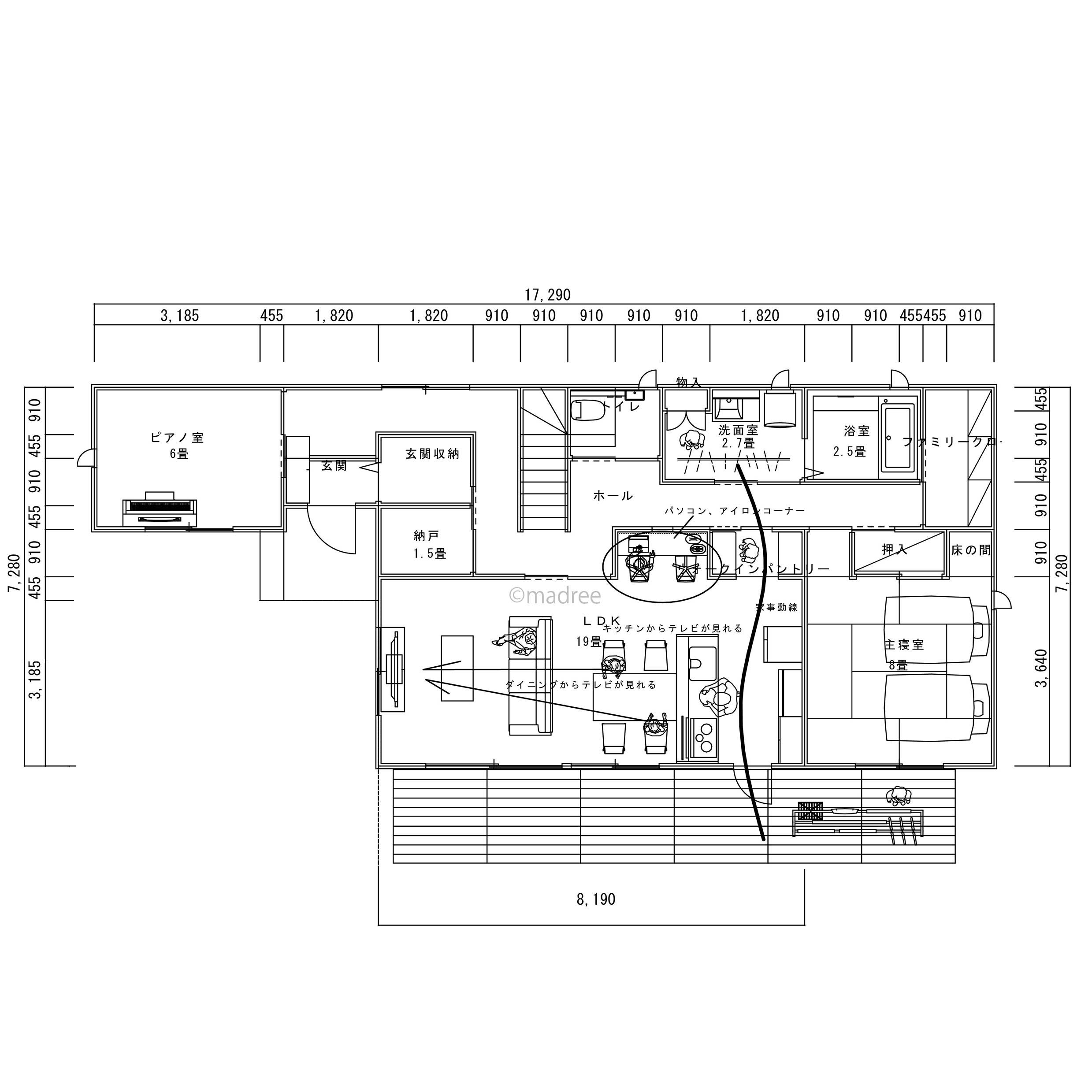 シンプル動線で家事シェアしやすい、セカンドライフを悠々自適に過ごす家