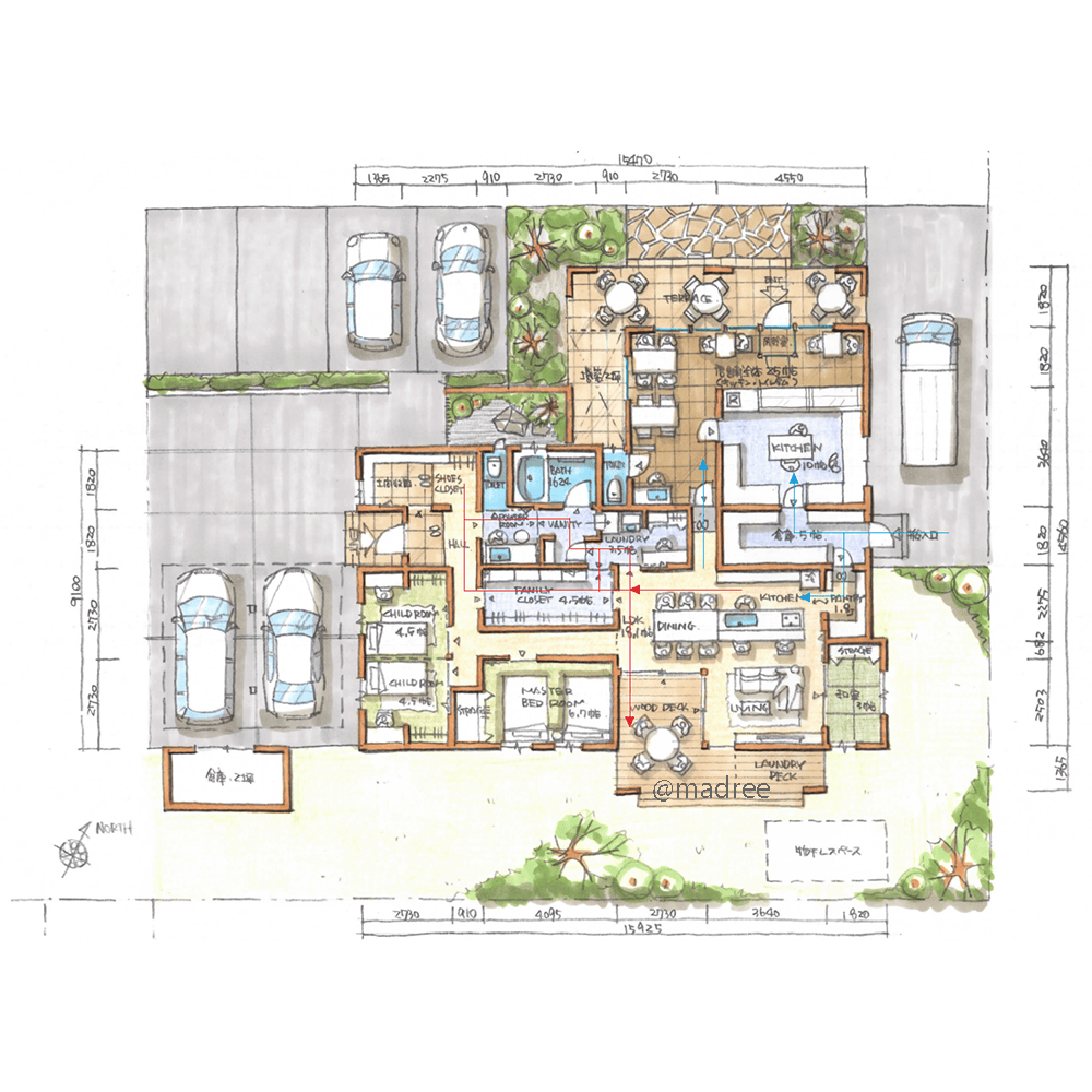 仕事と家事を両立しやすい動線、プライバシー確保した店舗兼住宅