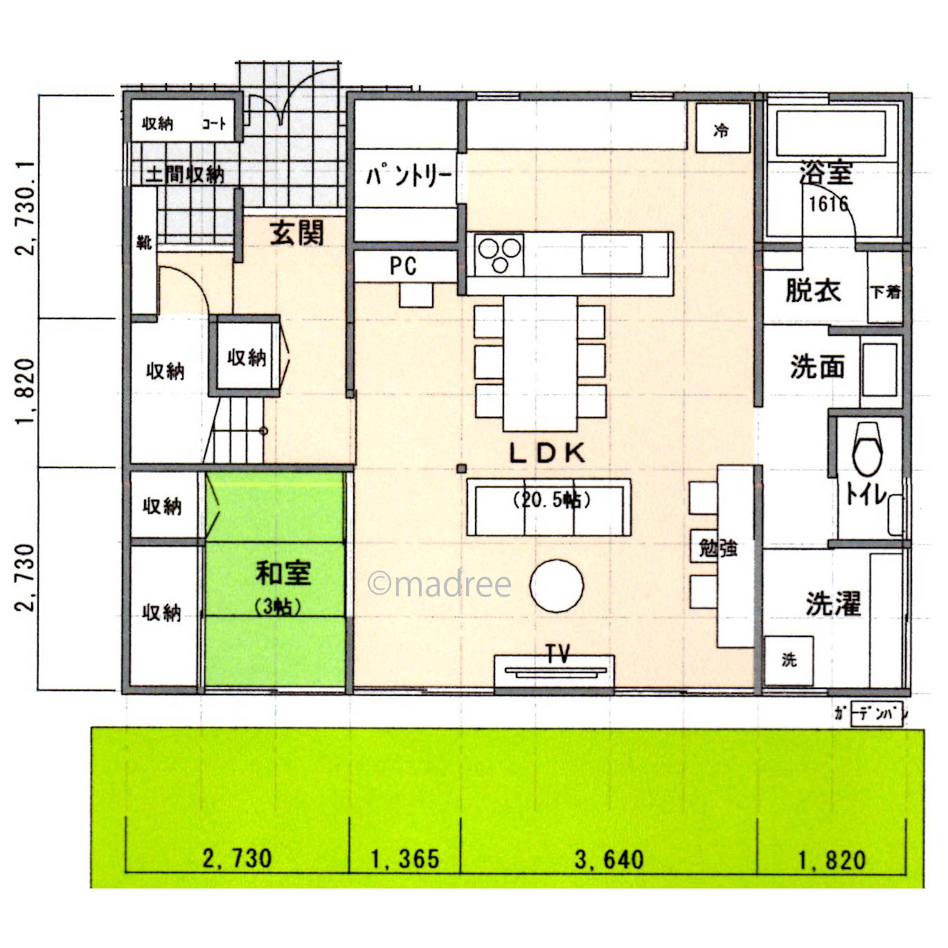 陽当たり最高な角部屋を洗濯室に、部屋干し派に嬉しい水廻り動線の家