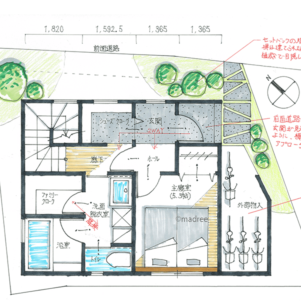 狭小を感じない縦に広がる吹抜空間、片付けやすい収納を備えた3階建ての家