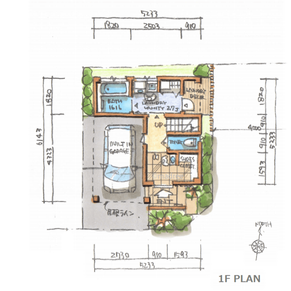 ラク家事動線で家族時間生み出す、明るく自然を感じる狭小地3階建ての家