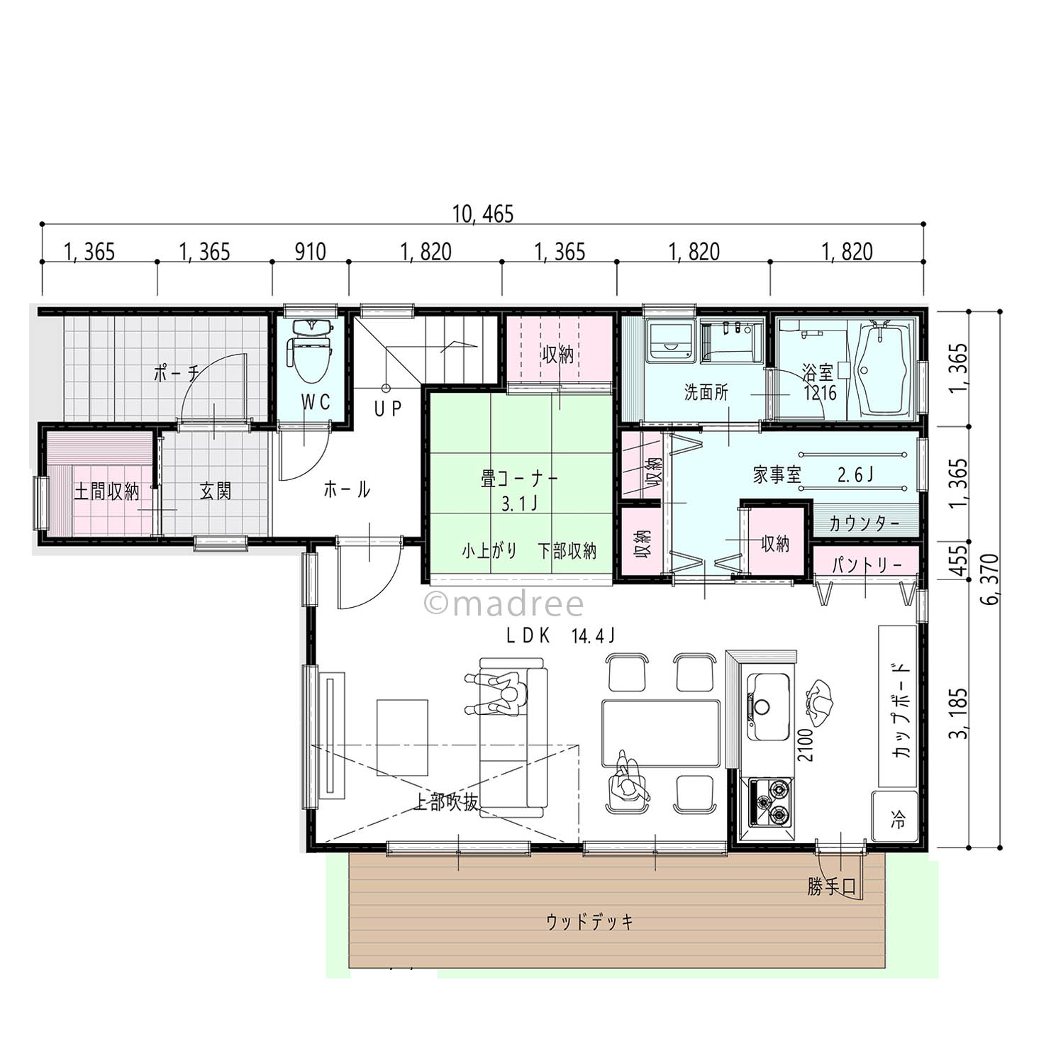 機能性高い家事動線を効率的にコンパクトにまとめた明るく開放的な家