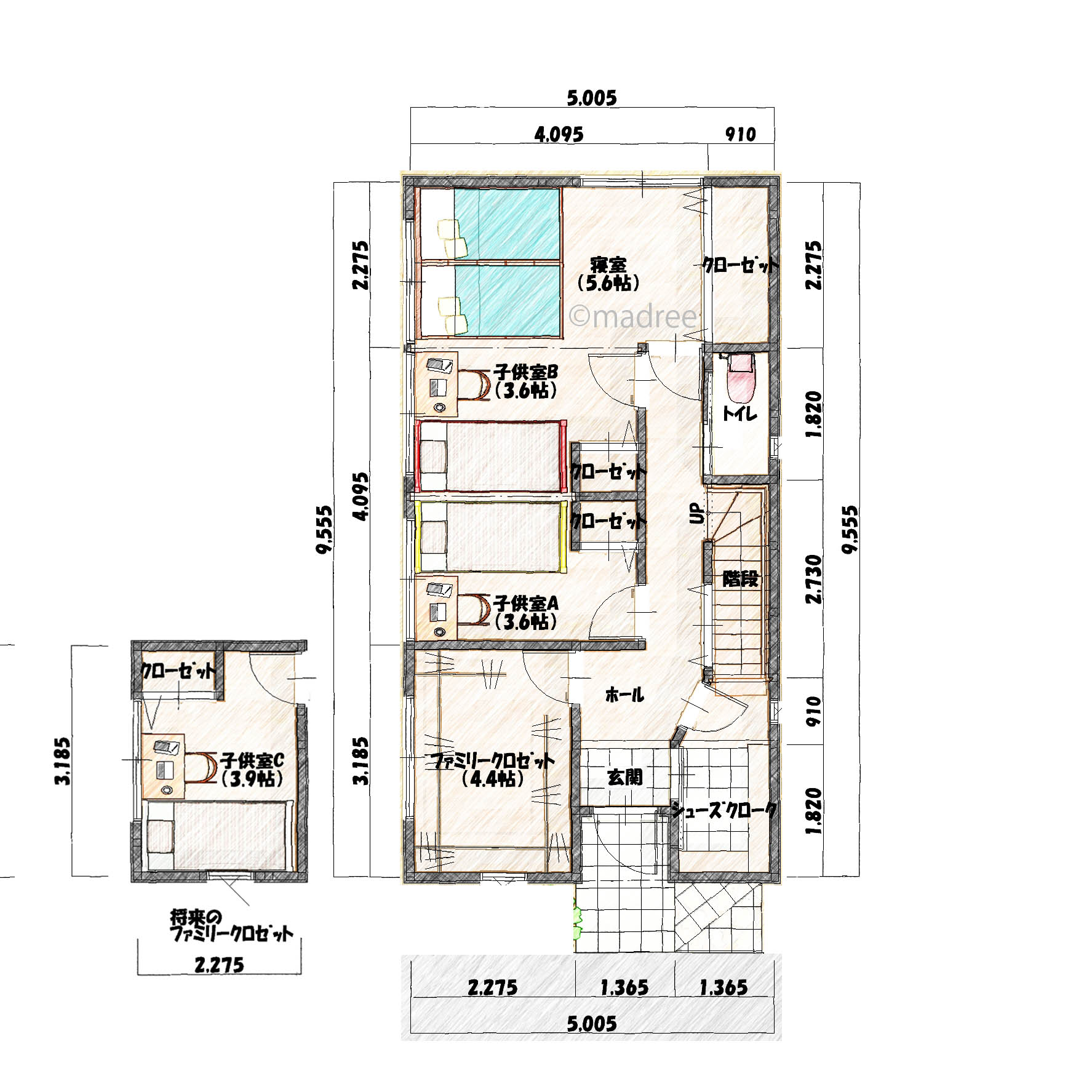 成長に合わせて空間を変更できる、フレキシブルな兼ねる部屋のある家