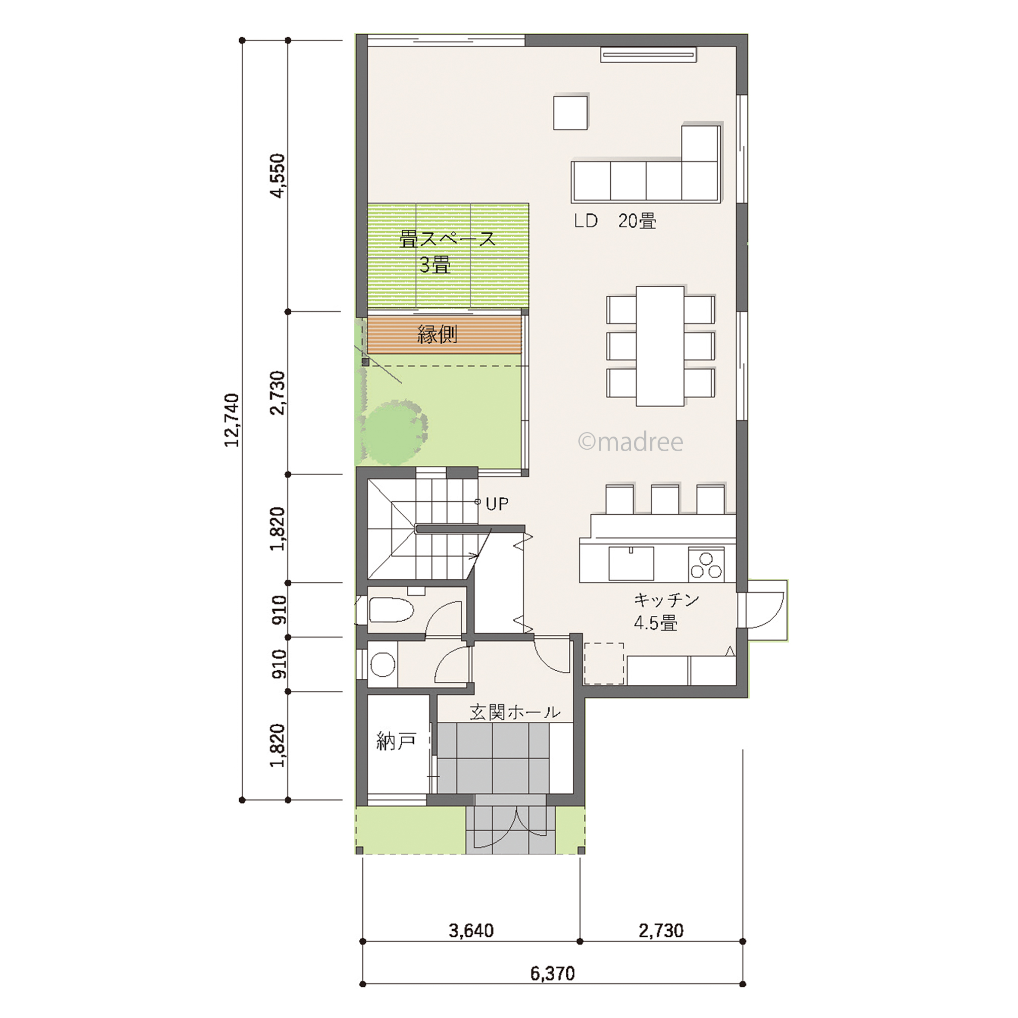 家族の気配を感じられる、緑あふれる中庭を眺めながら暮らす家