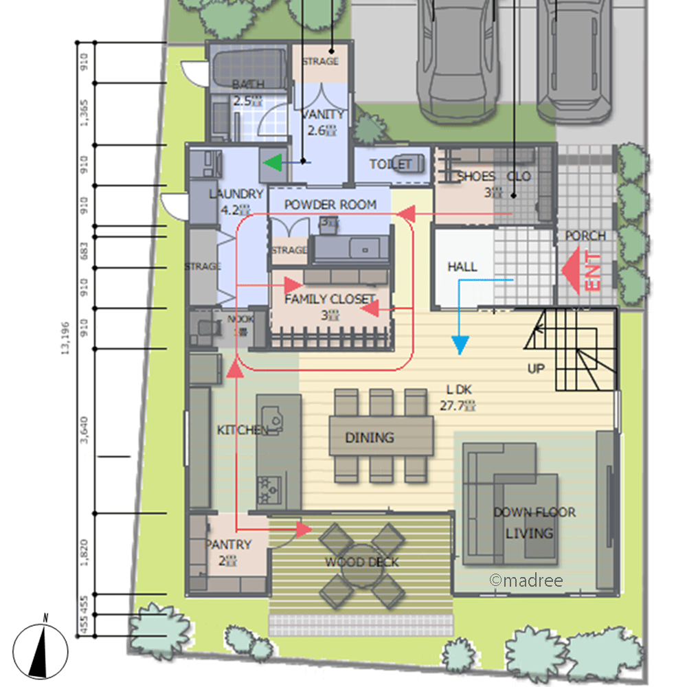 3階は家族のプライベート空間、屋上バルコニーで週末にBBQを楽しむ家
