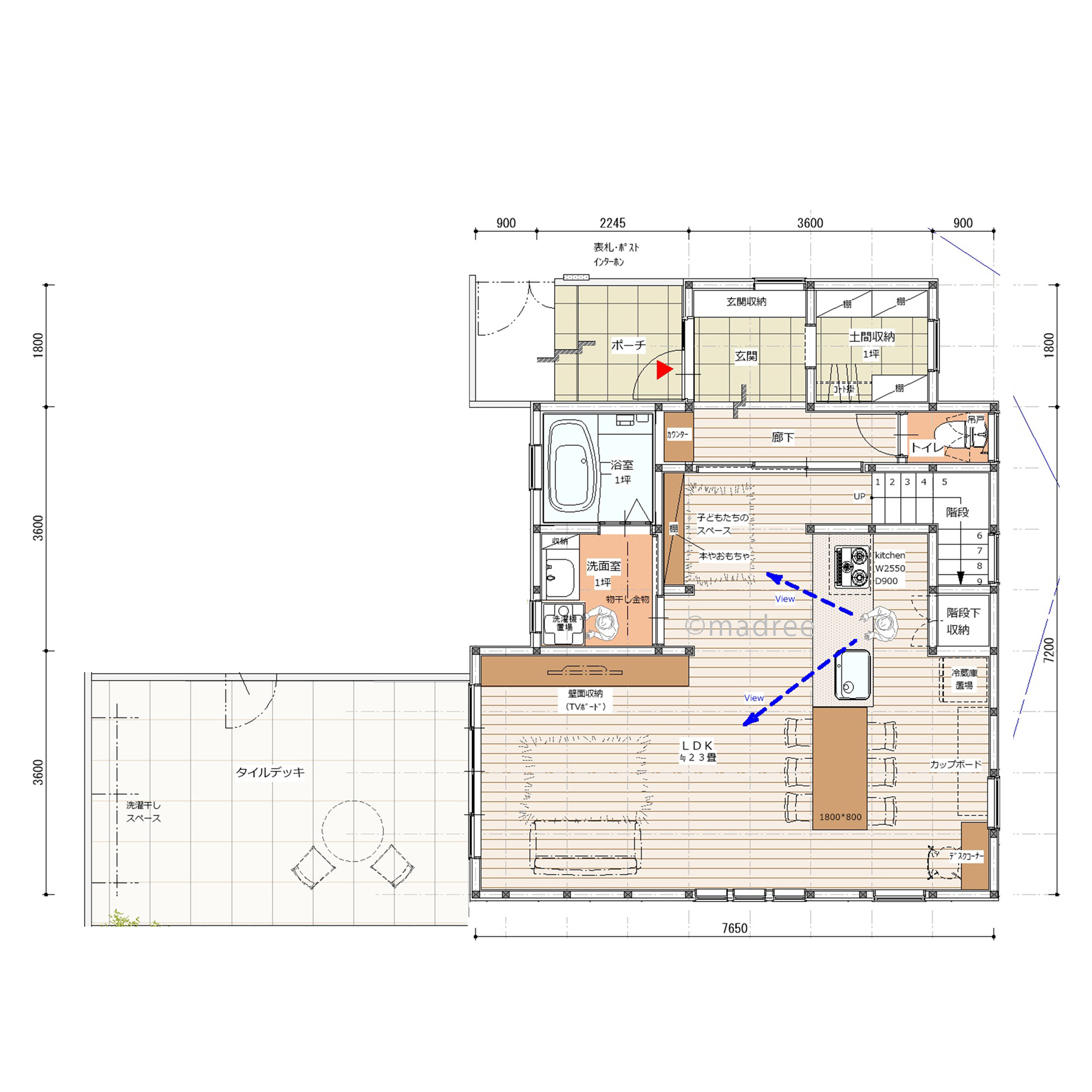 子ども達がのびのび遊んで学べる、キッチンから暮らしを見渡す家