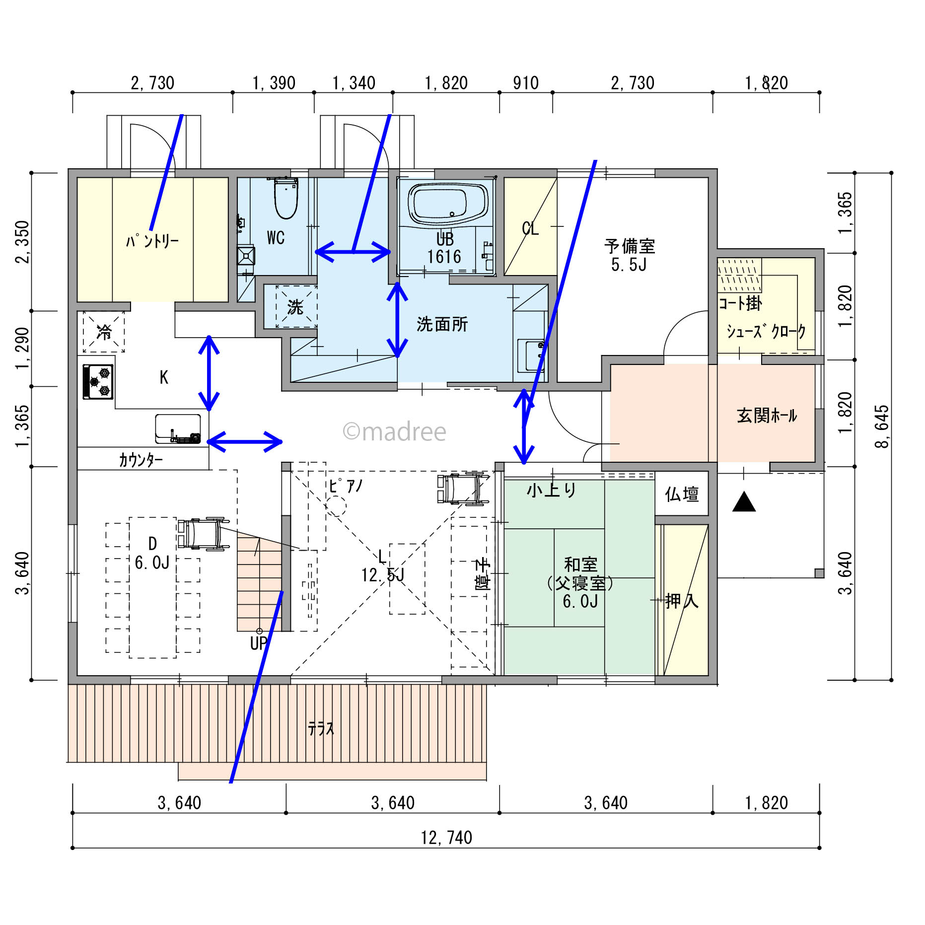 車椅子でも快適に暮らす、家族が集う吹抜リビングの二世帯住宅