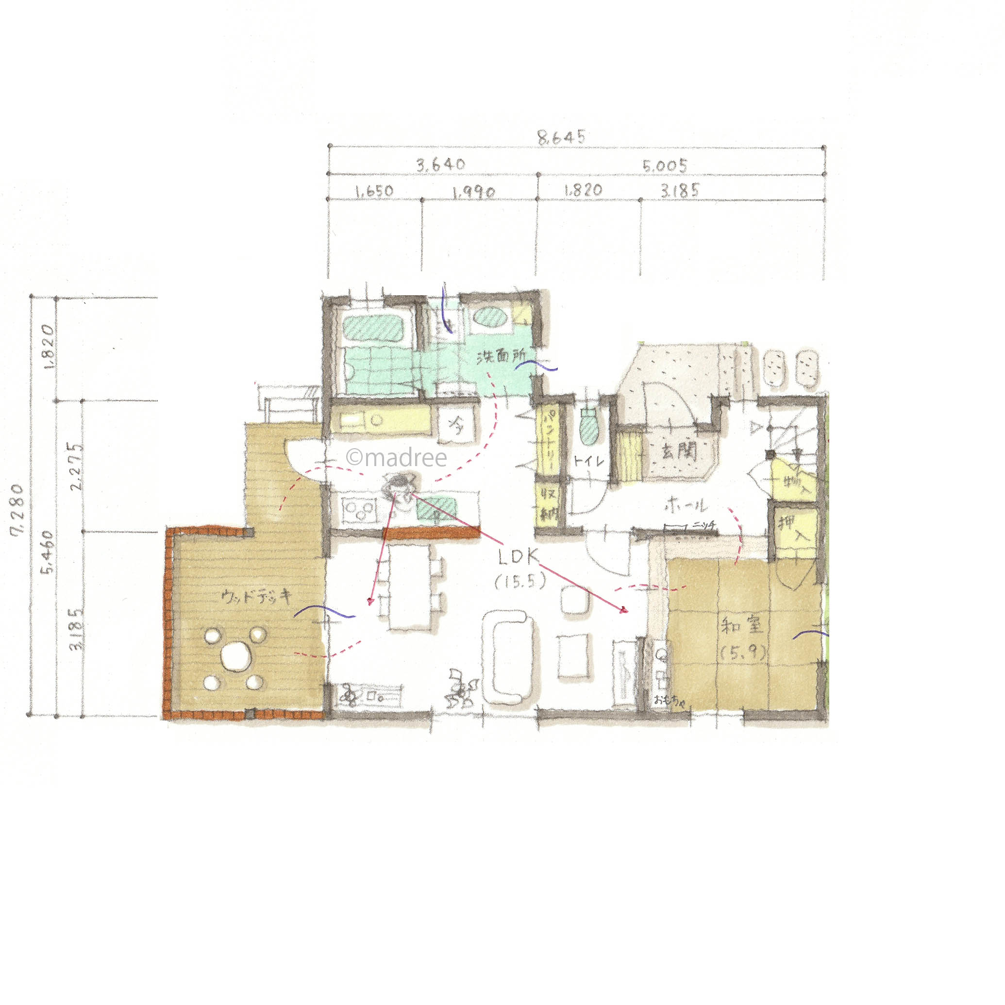 家中に風が通り子供も愛犬も家族みんなで心地良く過ごせる家