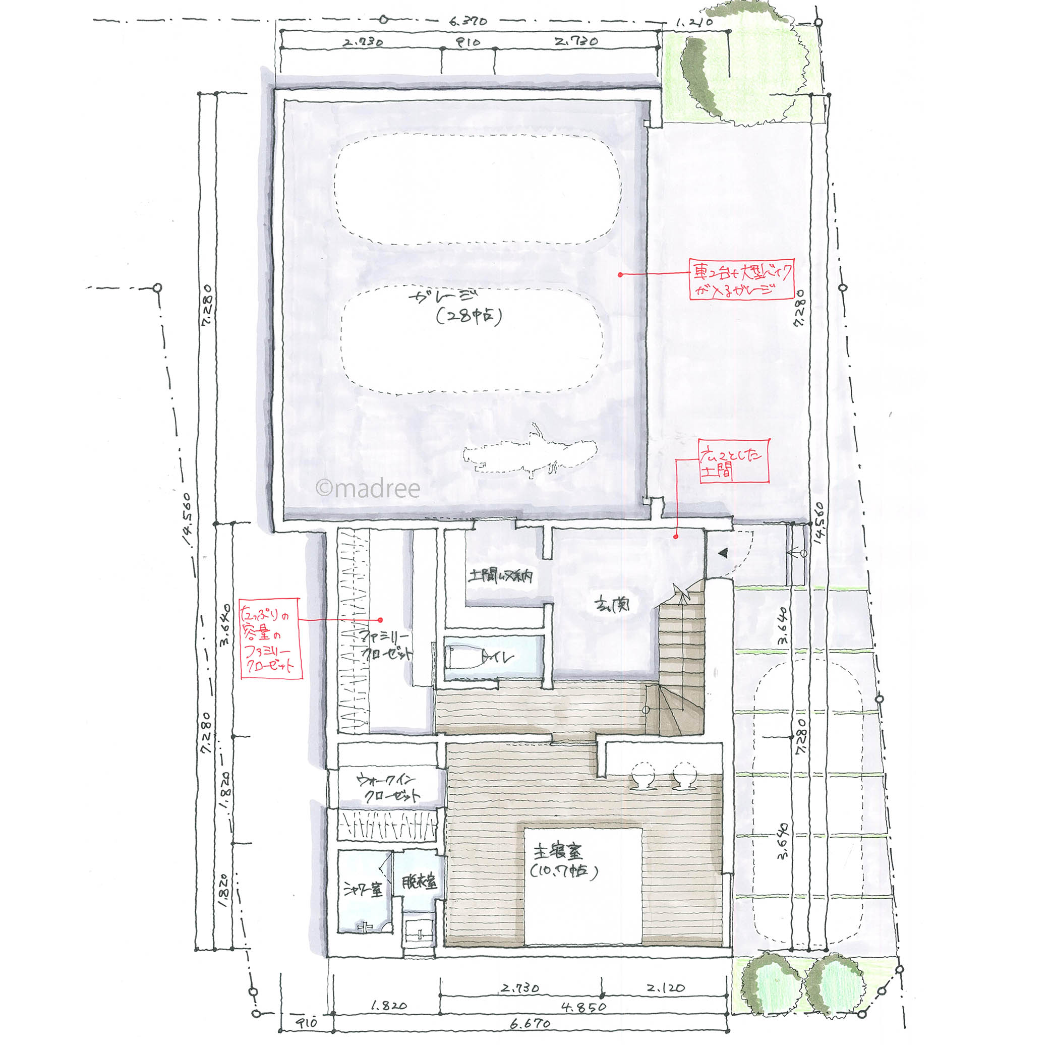 2つのリビングで家族時間の幅が広がる2階中心で暮らす明るく開放感のある間取り