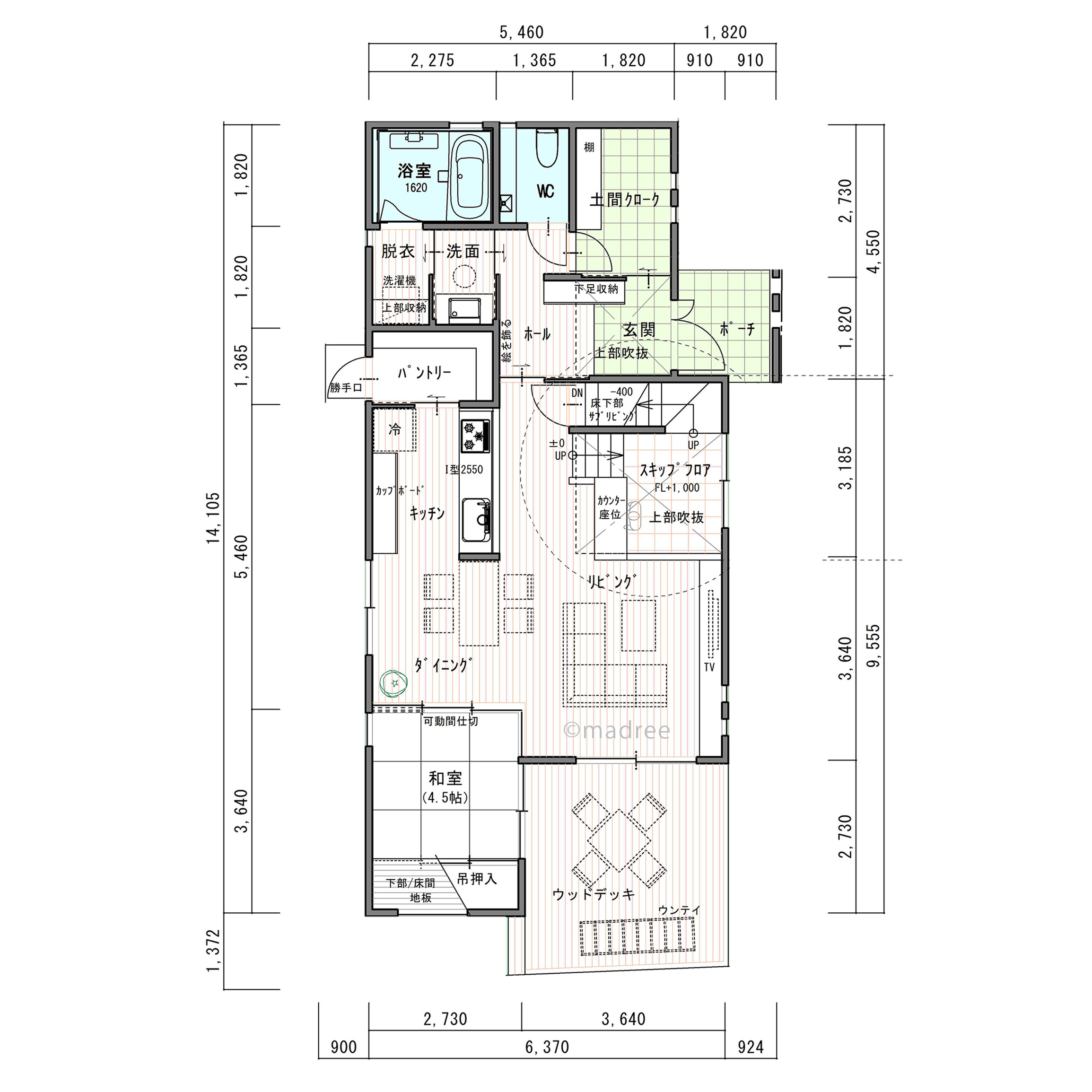 お子様も猫ちゃんものびのび元気に過ごせる！明るく開放的なリビングを中心とした間取り