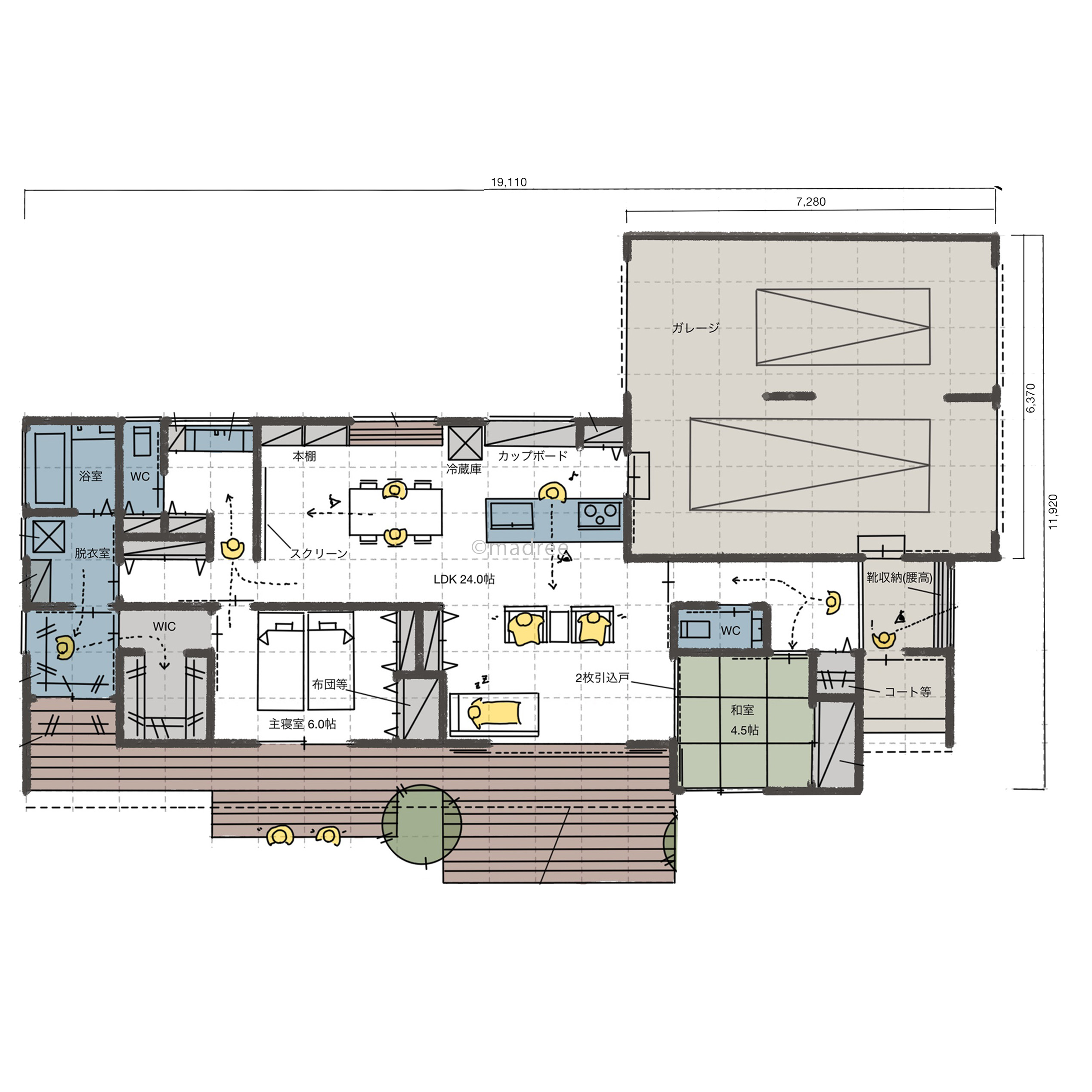 どこからも窓の外の景色を臨む、太陽の光がたっぷり注ぐ里山の家